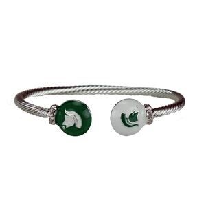 Michigan State Spartans Brady Silver Tone Cuff Bracelet, NCAA